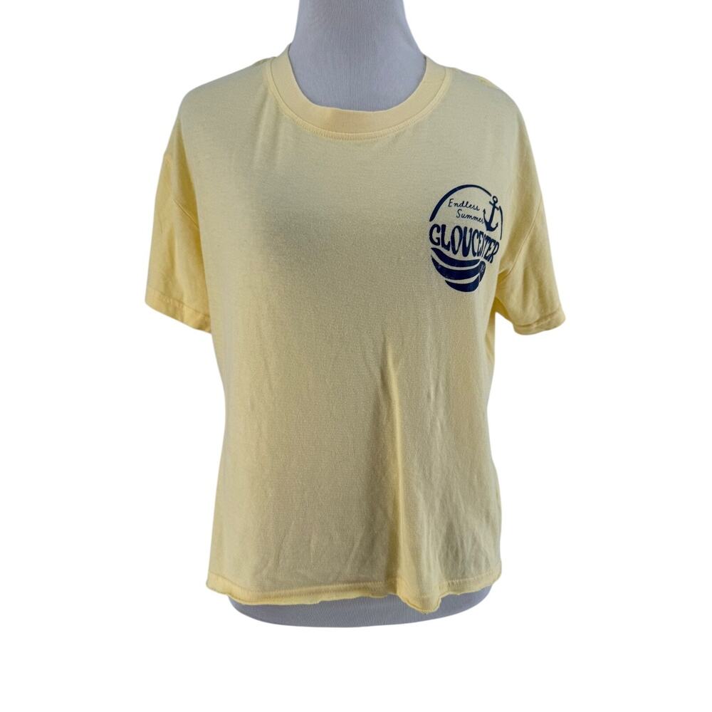 Ocean Drive Women's Yellow Graphic‎ Crop T-Shirt Size Medium NEW